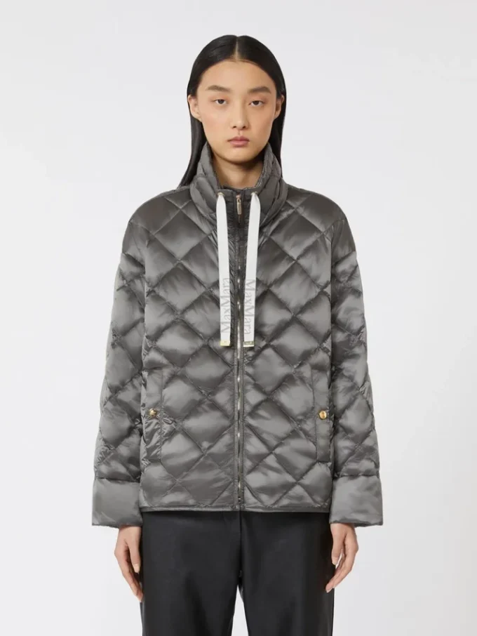 Short water-repellent canvas down jacket, dark grey Short water-repellent canvas down jacket, dark grey