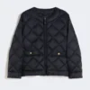Short water-repellent canvas padded jacket, black Short water-repellent canvas padded jacket, black