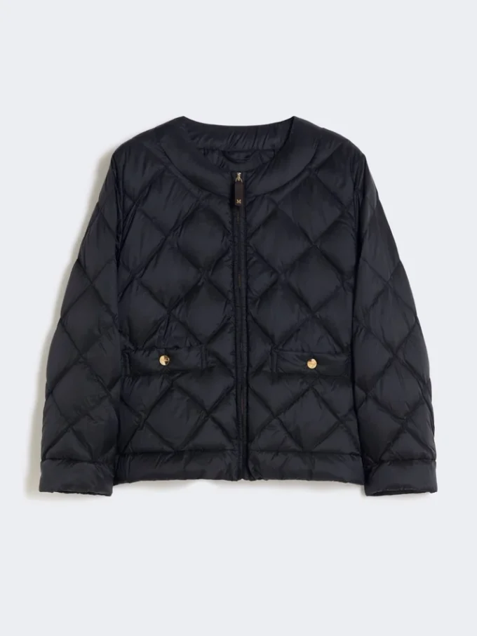Short water-repellent canvas padded jacket, black Short water-repellent canvas padded jacket, black