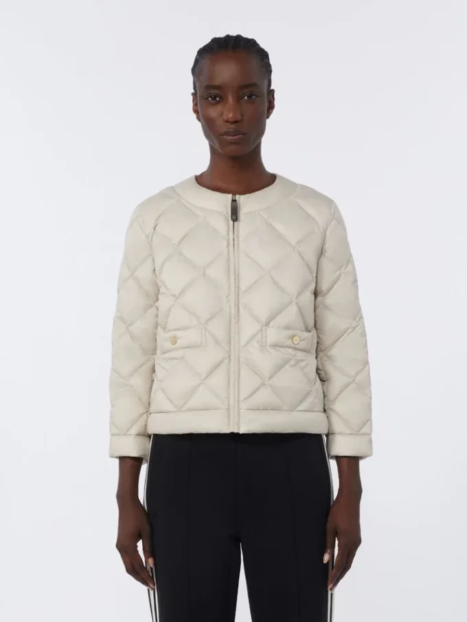 Short water-repellent canvas padded jacket, sand Short water-repellent canvas padded jacket, sand