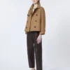 Short water-repellent twill trench coat, brown Short water-repellent twill trench coat, brown