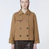 Short water-repellent twill trench coat, brown Short water-repellent twill trench coat, brown