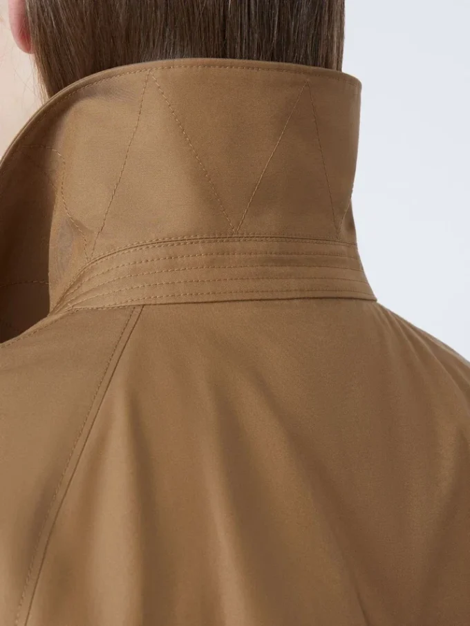 Short water-repellent twill trench coat, brown Short water-repellent twill trench coat, brown