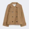 Short water-repellent twill trench coat, brown Short water-repellent twill trench coat, brown