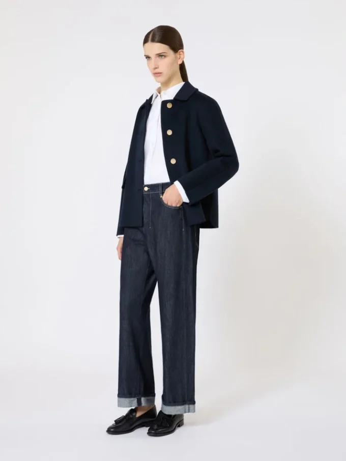 Short wool and cashmere jacket, midnightblue Short wool and cashmere jacket, midnightblue