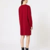 Short wool dress, dark red