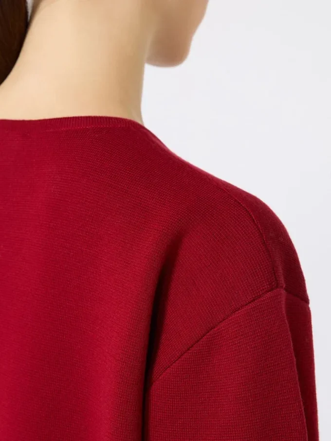 Short wool dress, dark red