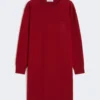 Short wool dress, dark red