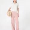 Cotton drill wide-leg trousers, pink Cotton drill wide-leg trousers, pink