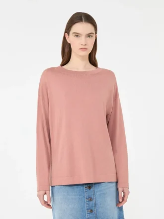 Silk and cotton yarn sweater, pink