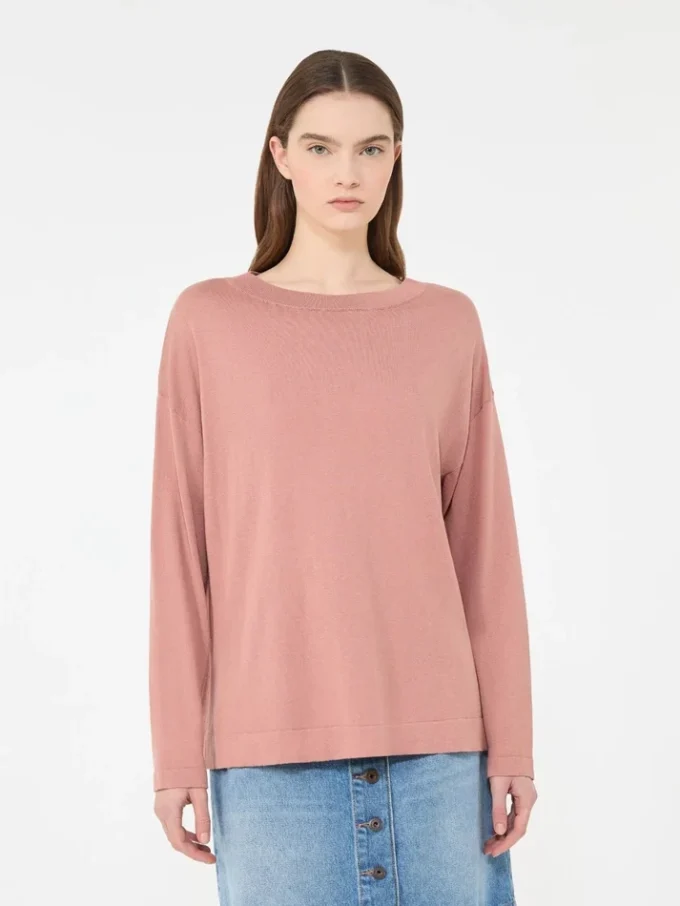 Silk and cotton yarn sweater, pink Silk and cotton yarn sweater, pink