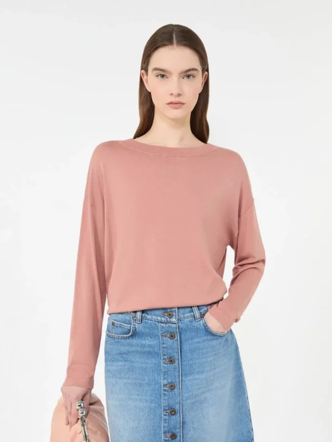 Silk and cotton yarn sweater, pink Silk and cotton yarn sweater, pink