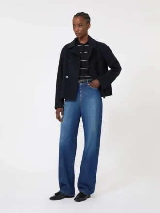 Silk and wool yarn jumper, navy