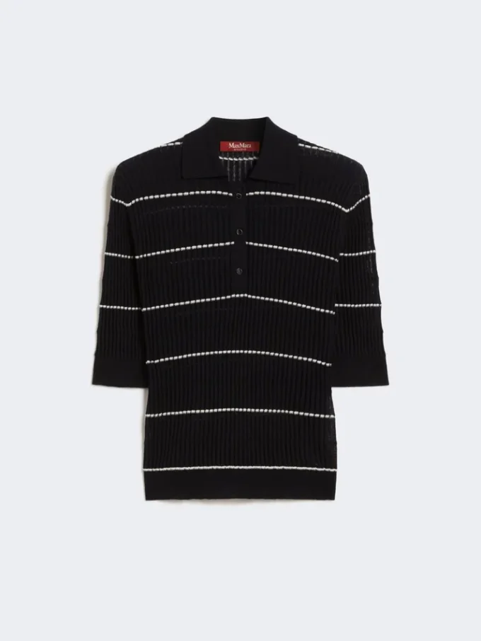 Silk and wool yarn jumper, navy