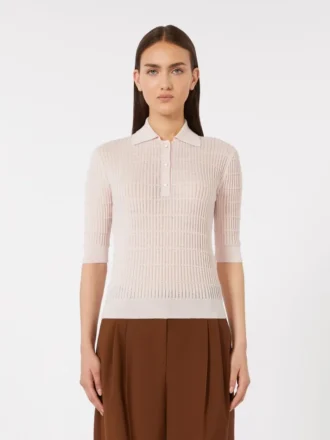 Silk and wool yarn jumper, pink