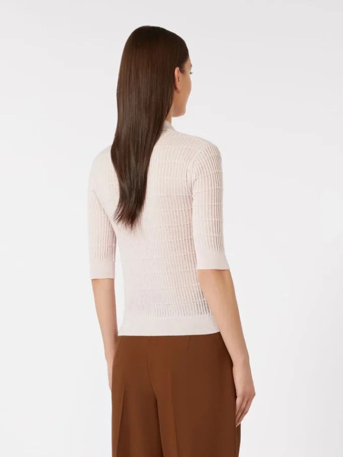 Silk and wool yarn jumper, pink