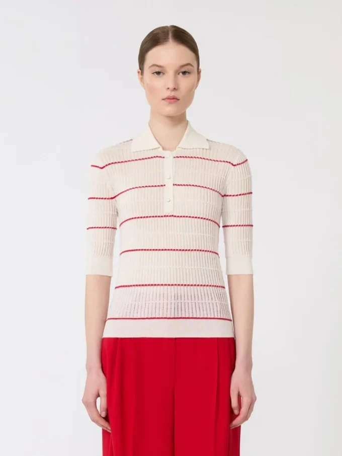 Silk and wool yarn jumper, white