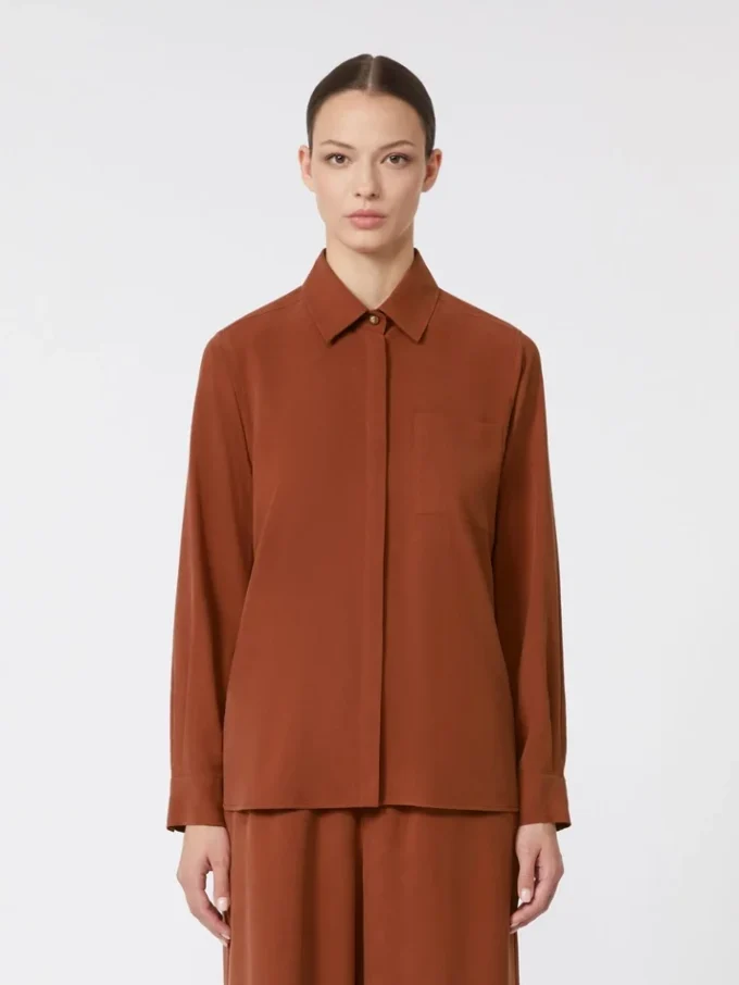 Silk canvas shirt, terra cotta