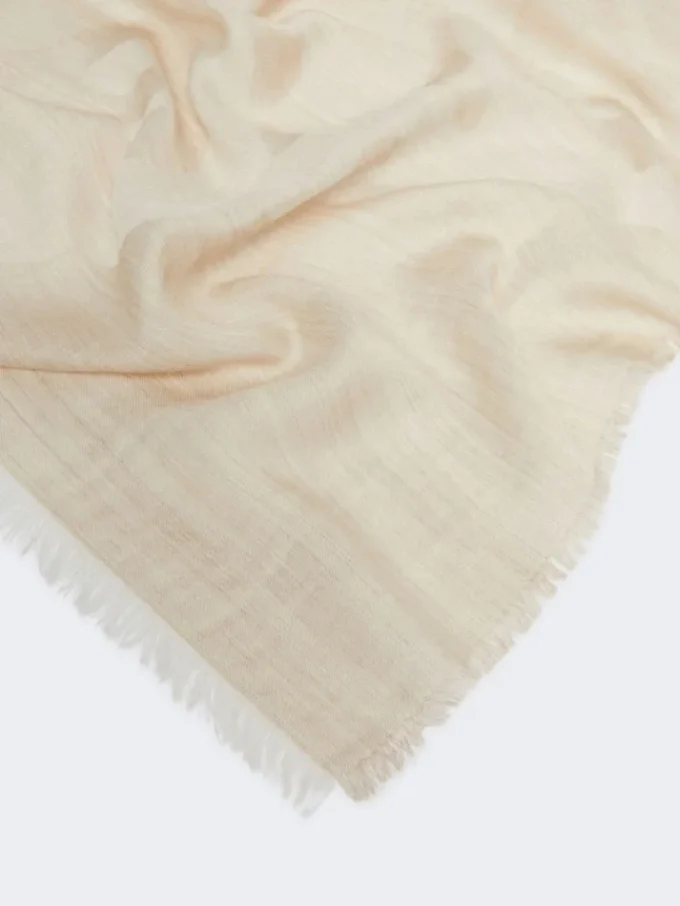 Silk, cashmere and wool jacquard stole, beige