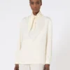 Silk charmeuse blouse, ivory