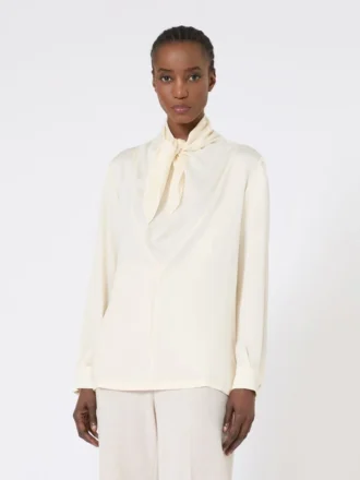 Silk charmeuse blouse, ivory