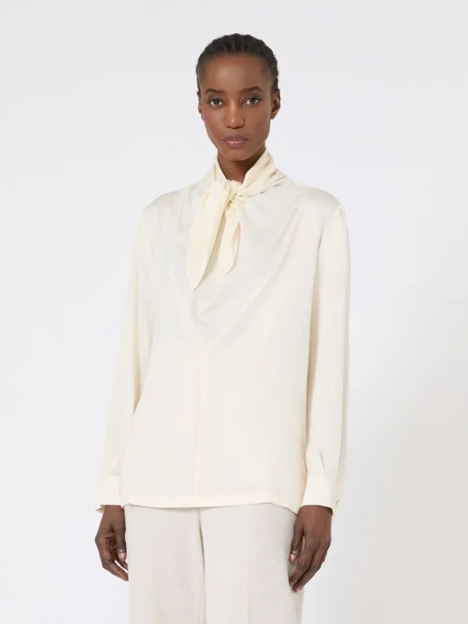 Silk charmeuse blouse, ivory