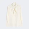 Silk charmeuse blouse, ivory