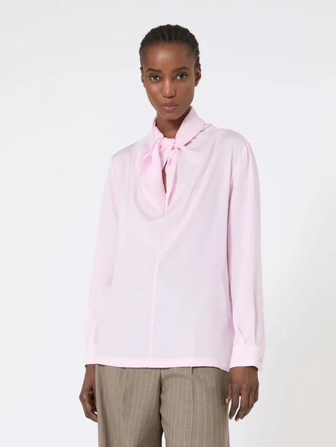 Silk charmeuse blouse, pink