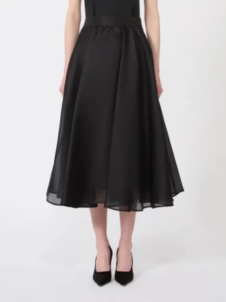 Silk circle skirt, black
