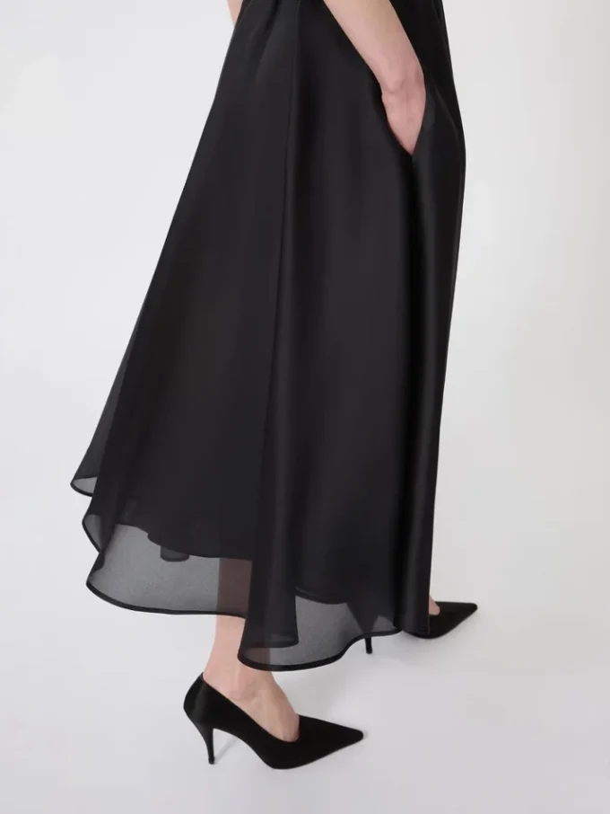 Silk circle skirt, black