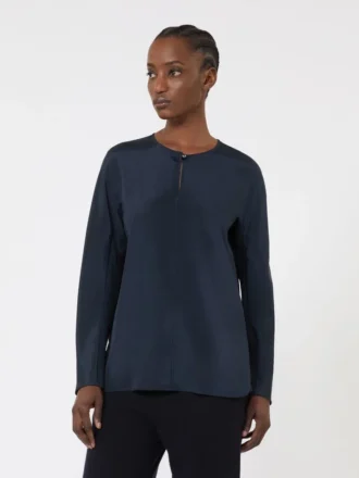 Silk crepe de chine blouse, ultramarine