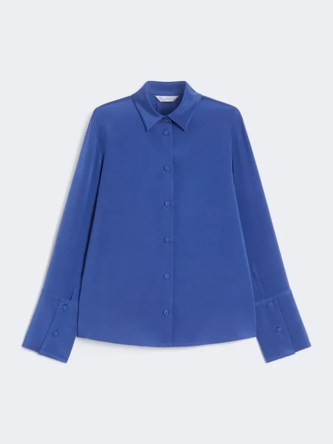 Silk crepe de chine shirt, cornflower blue