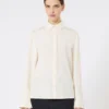 Silk crepe de chine shirt, ivory