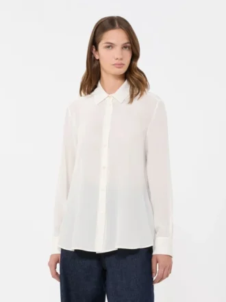 Silk crepe de chine shirt, ivory