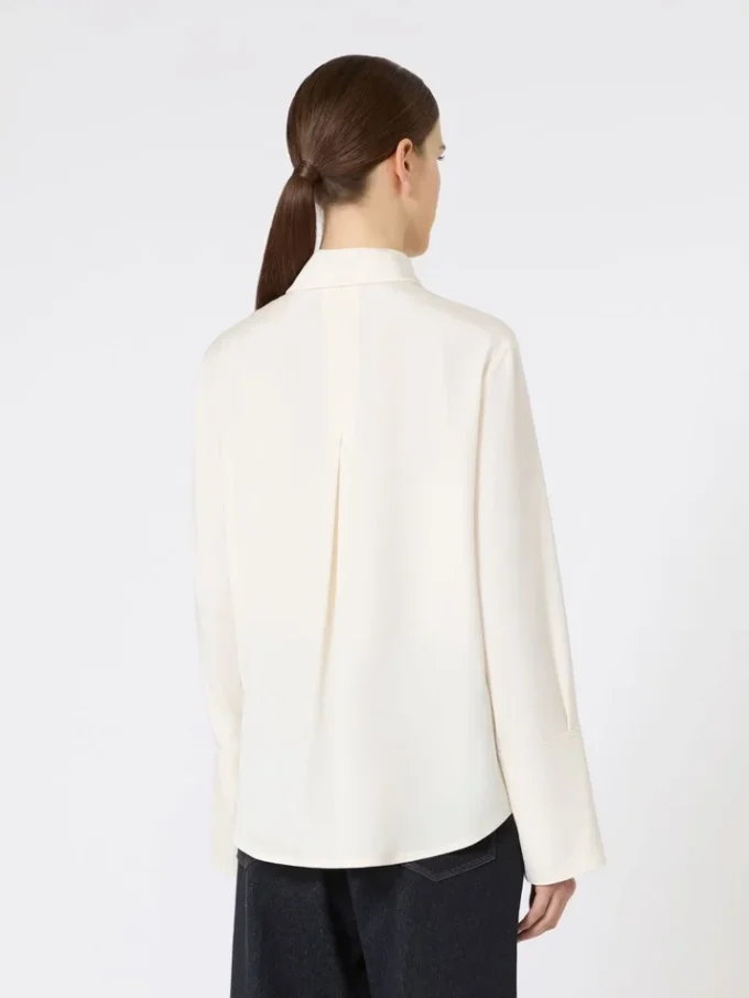 Silk crepe de chine shirt, ivory