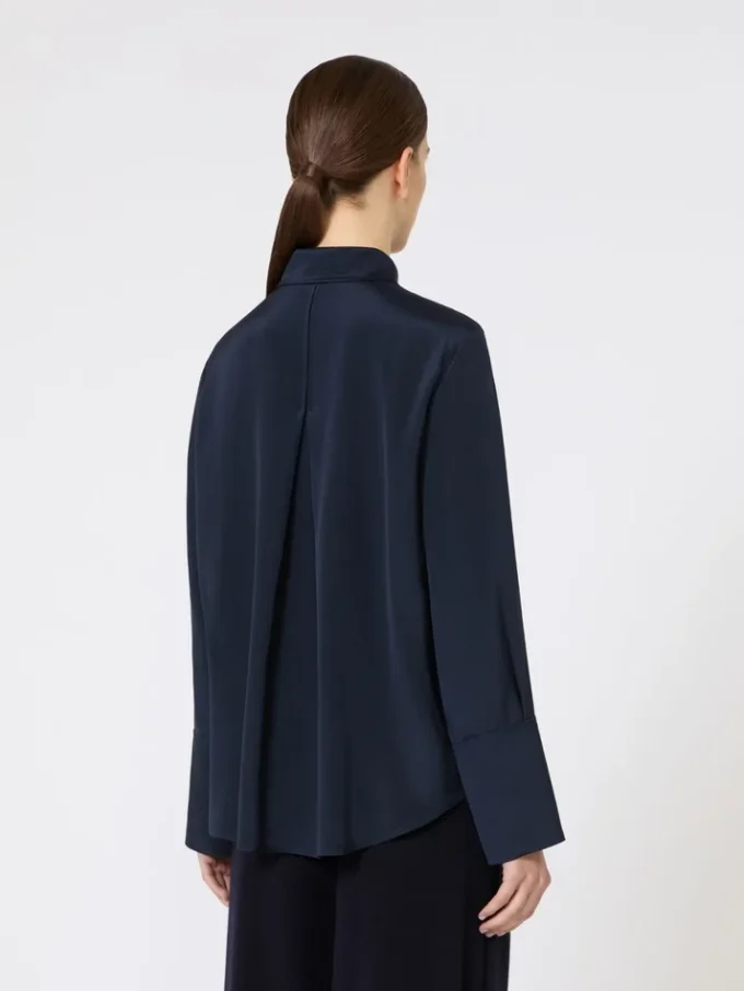 Silk crepe de chine shirt, ultramarine