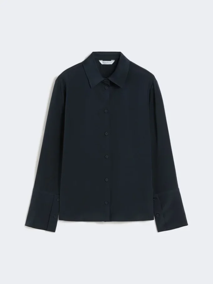 Silk crepe de chine shirt, ultramarine