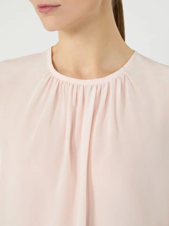 Silk crew-neck blouse, pink