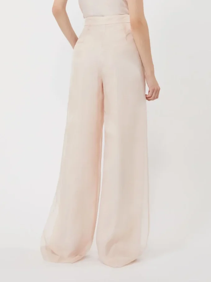 Silk organza trousers, powder