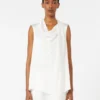 Silk satin top, white