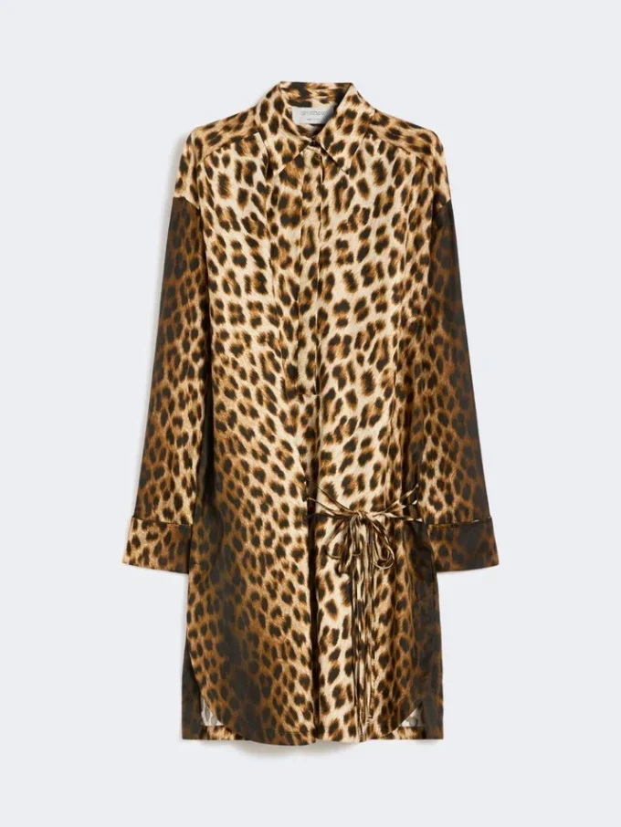 Silk twill criss-cross shirt dress, camel Silk twill criss-cross shirt dress, camel