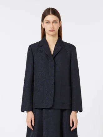 Single-breasted jacquard floral jacket, midnightblue