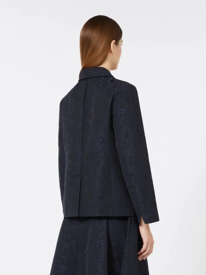 Single-breasted jacquard floral jacket, midnightblue