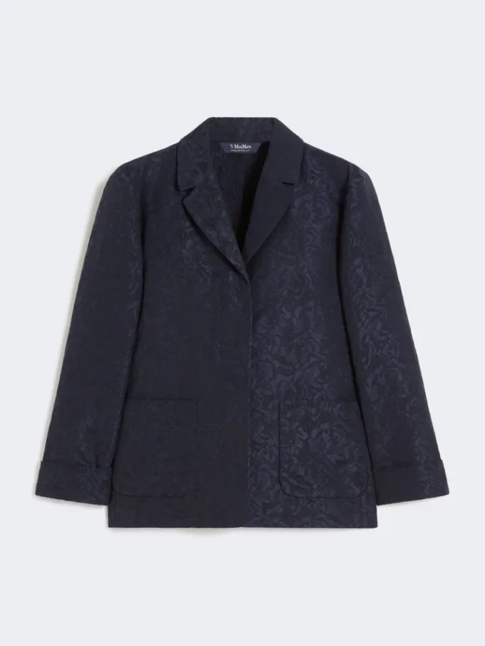 Single-breasted jacquard floral jacket, midnightblue