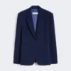 Single-breasted piqua jersey blazer, china blue
