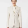 Single-breasted piqua jersey blazer, ivory Single-breasted piqua jersey blazer, ivory