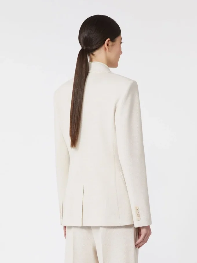Single-breasted piqua jersey blazer, ivory Single-breasted piqua jersey blazer, ivory