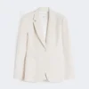 Single-breasted piqua jersey blazer, ivory Single-breasted piqua jersey blazer, ivory