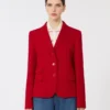 Single-breasted piqua jersey jacket, red Single-breasted piqua jersey jacket, red