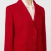 Single-breasted piqua jersey jacket, red Single-breasted piqua jersey jacket, red